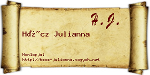 Hécz Julianna névjegykártya